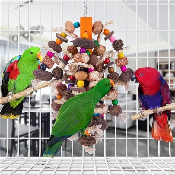 Large Parrot Bird Chewing Toys-Natural Nuts Corn Parrot Tearing Toy-Wooden - Picture 6 of 6